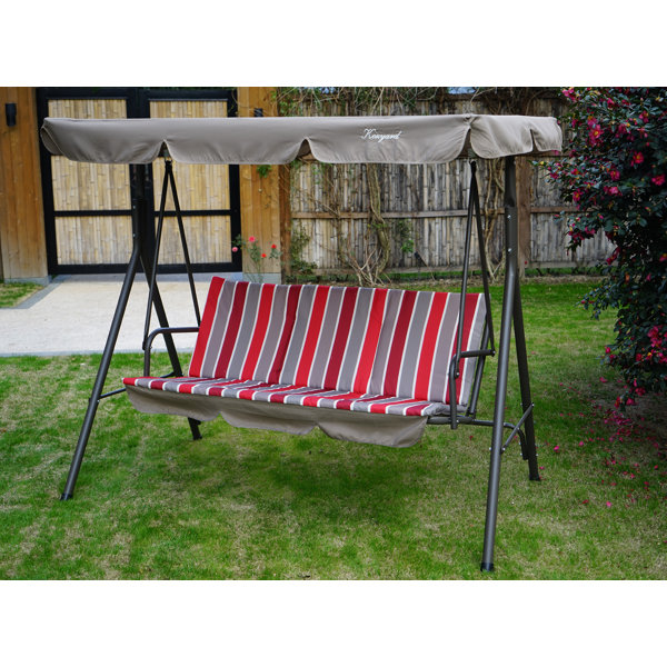 Living Accents 3 Person Deluxe Canopy Swing With Removable Side Tables